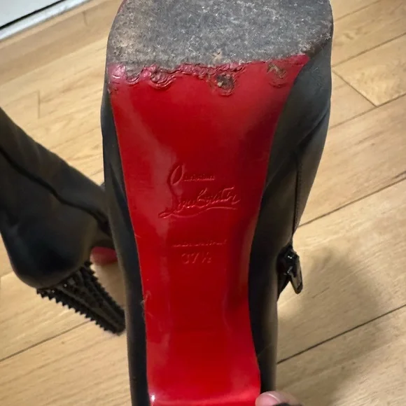 Christian Louboutin Black Spiked Heel Boots - Picture 5 of 5